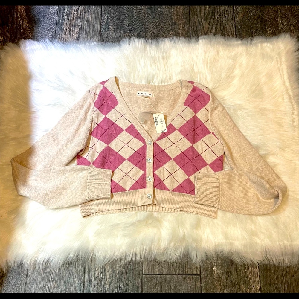Argyle cropped V-neck sweater Aeropostale brand